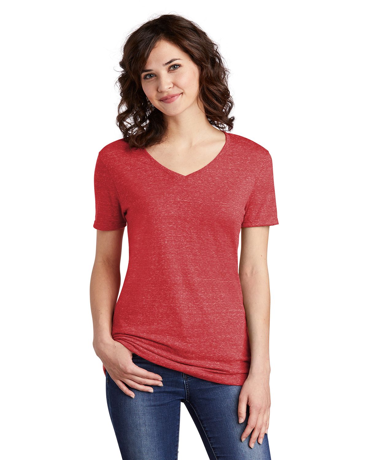 Jerzees 88WV Women's Snow Heather Jersey V-Neck T-Shirt