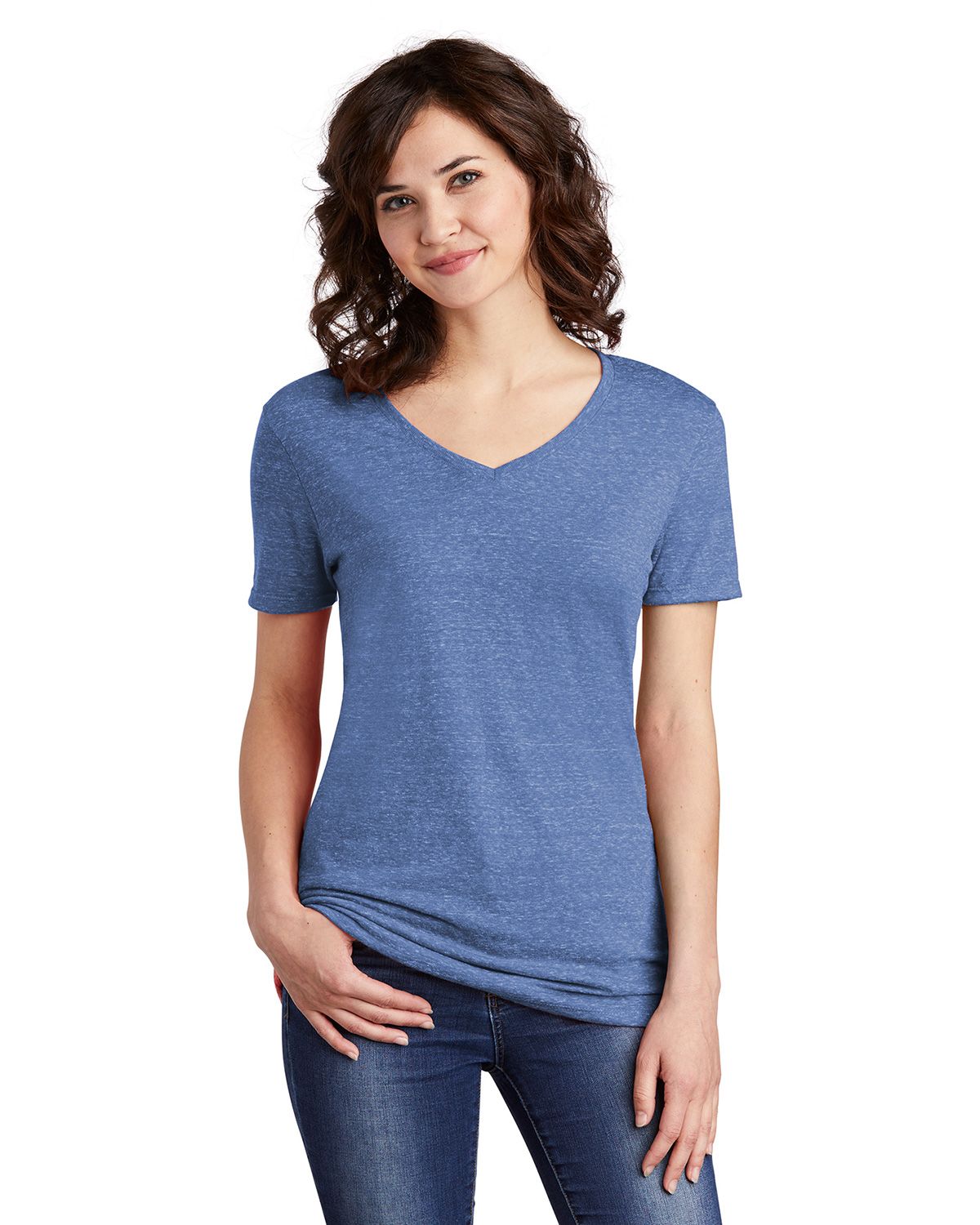 Jerzees 88WV Women's Snow Heather Jersey V-Neck T-Shirt