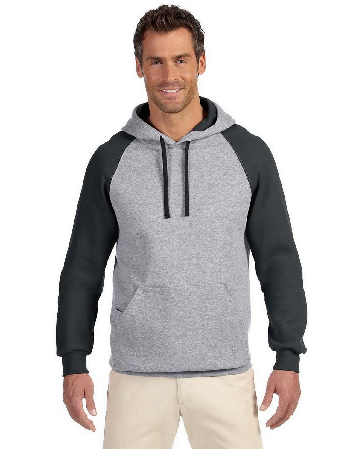 Jerzees 96CR Men's 50/50 NuBlend Colorblock Raglan Pullover Hood