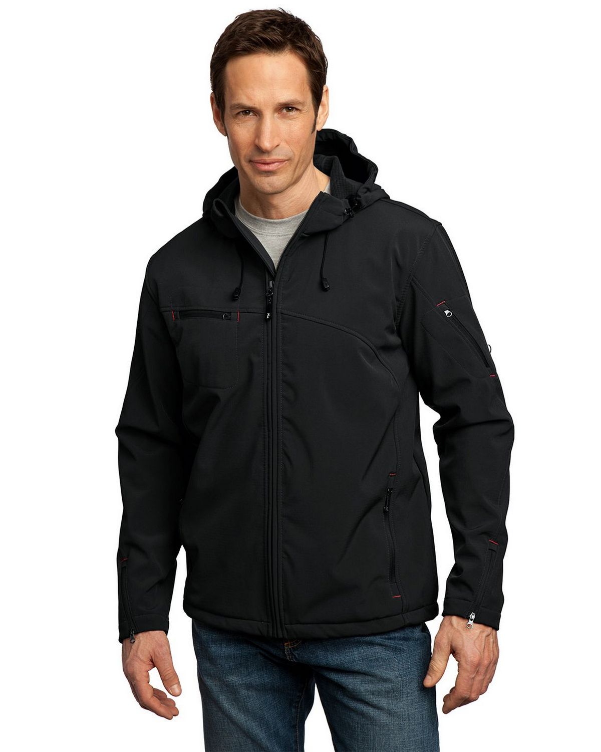 Port Authority J706 Men's Textured Hooded Soft Shell Jacket