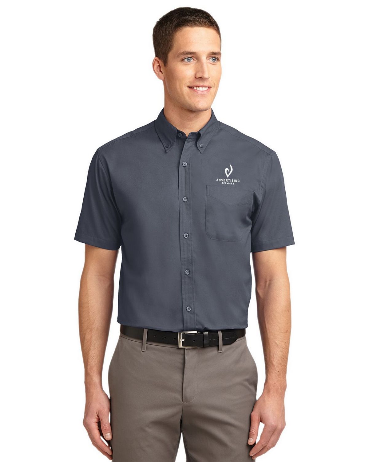 promotional short sleeve dress shirts White Custom Printed Blue Generation Ladies Short Sleeve Dress Shirt