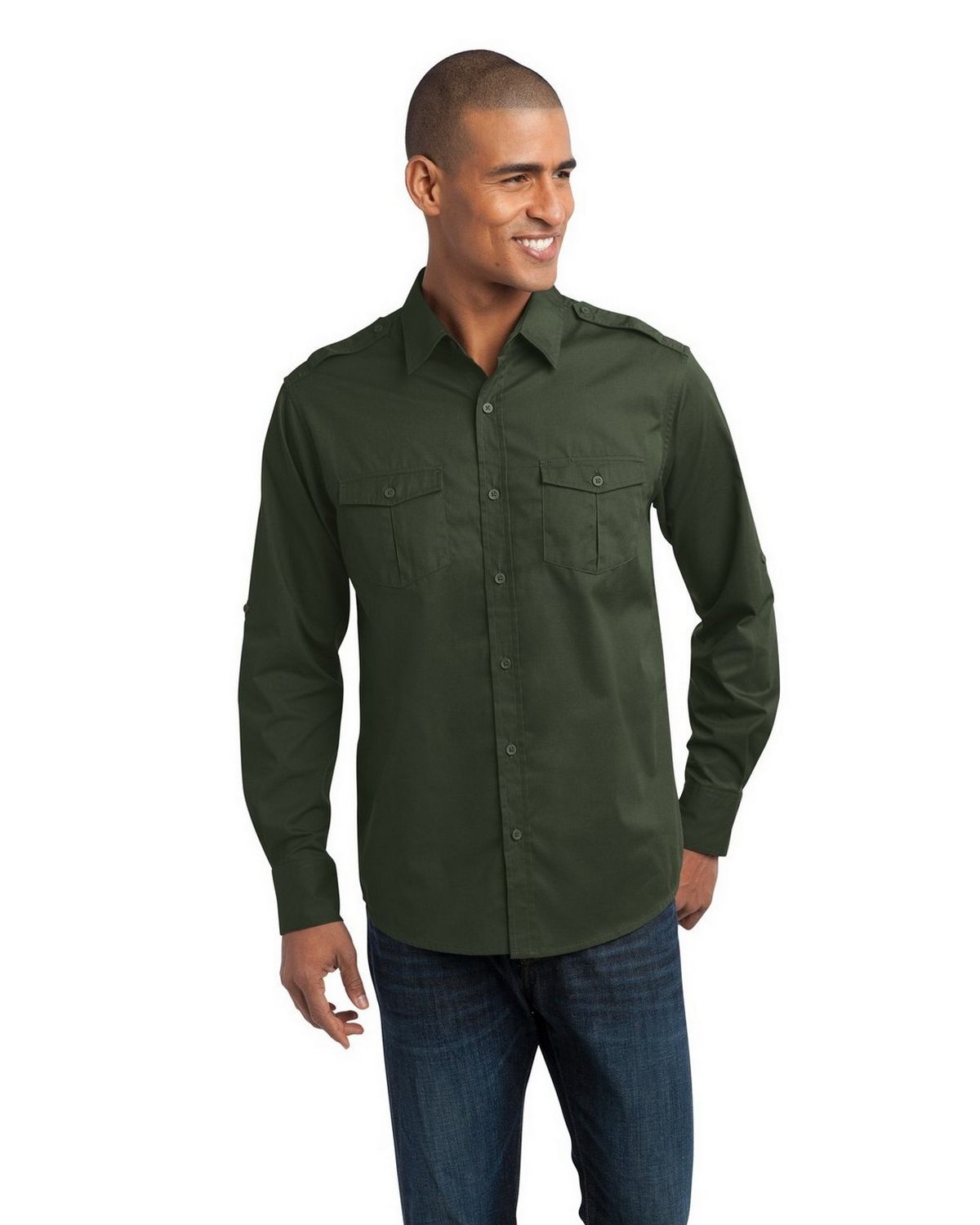Port Authority S649 Men's Stain-Resistant Roll Sleeve Twill Shirt