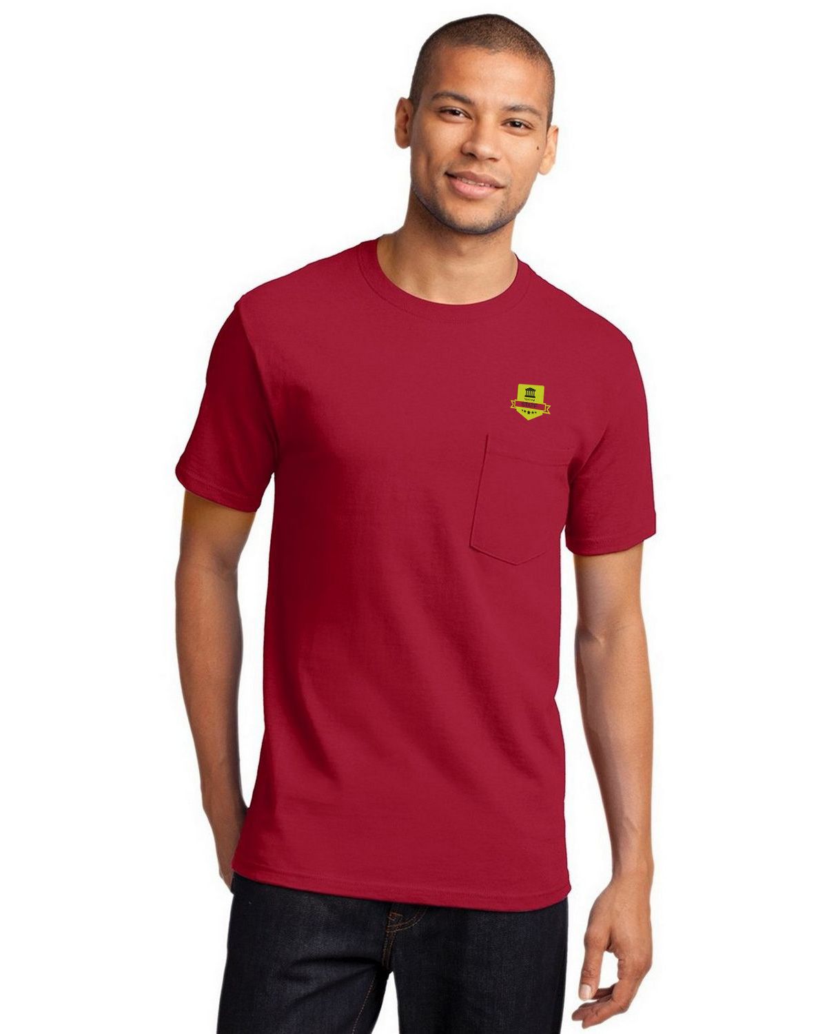 【2plan】Poten Basic Pocket Shirt Port & Company Cotton Short-Sleeve T-Shirt with Pocket