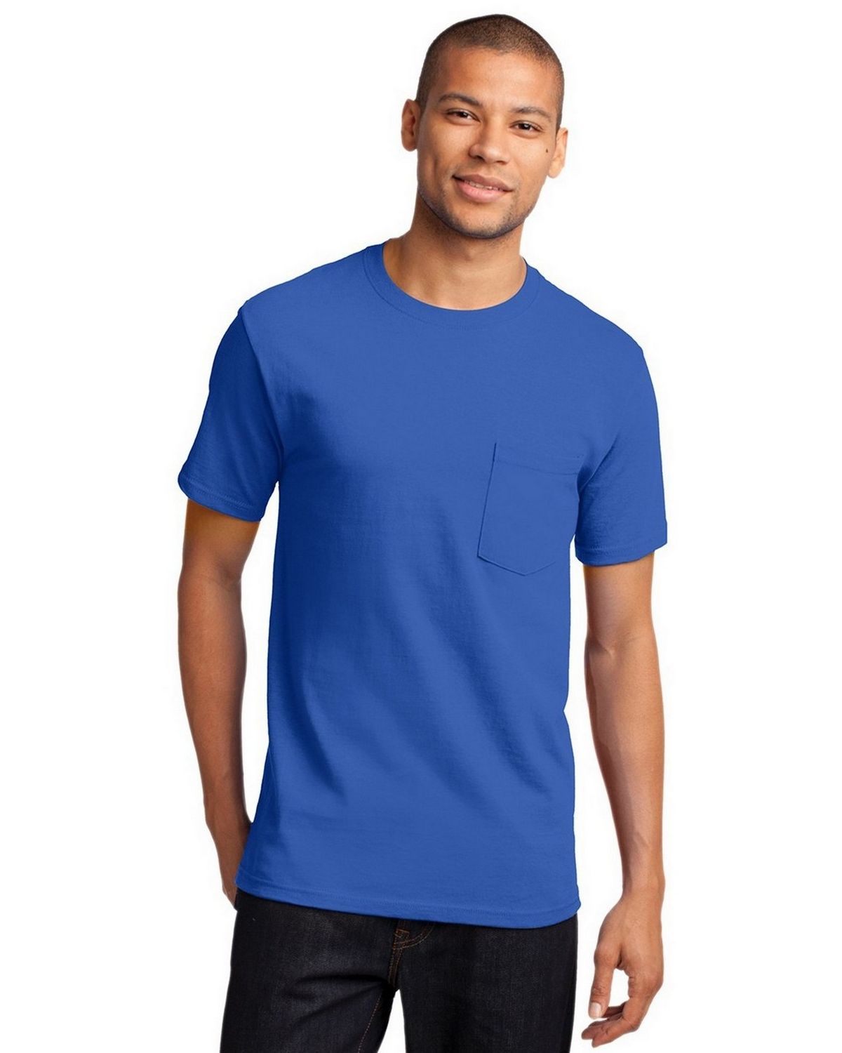 【2plan】Poten Basic Pocket Shirt Port & Company Cotton Short-Sleeve T-Shirt with Pocket