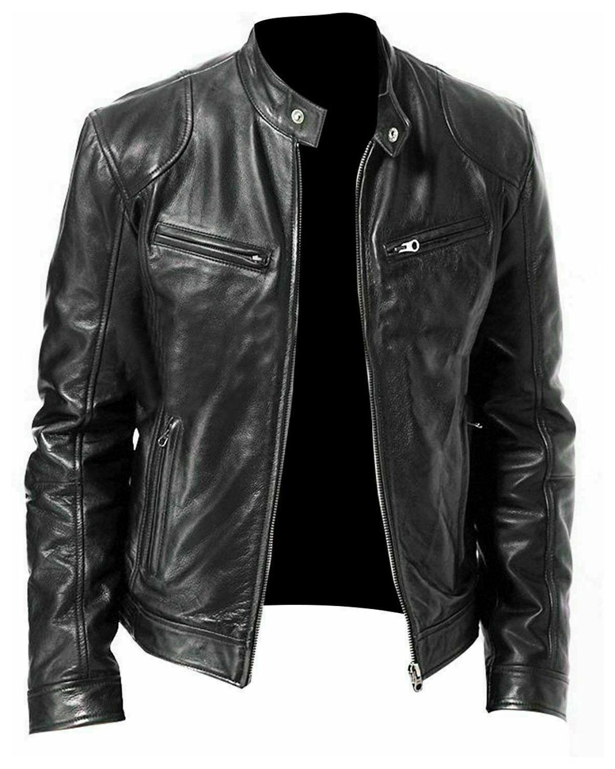 SCIN ls-15007 | SCIN Mens Sword Cafe Racer Biker Real Sheepskin 