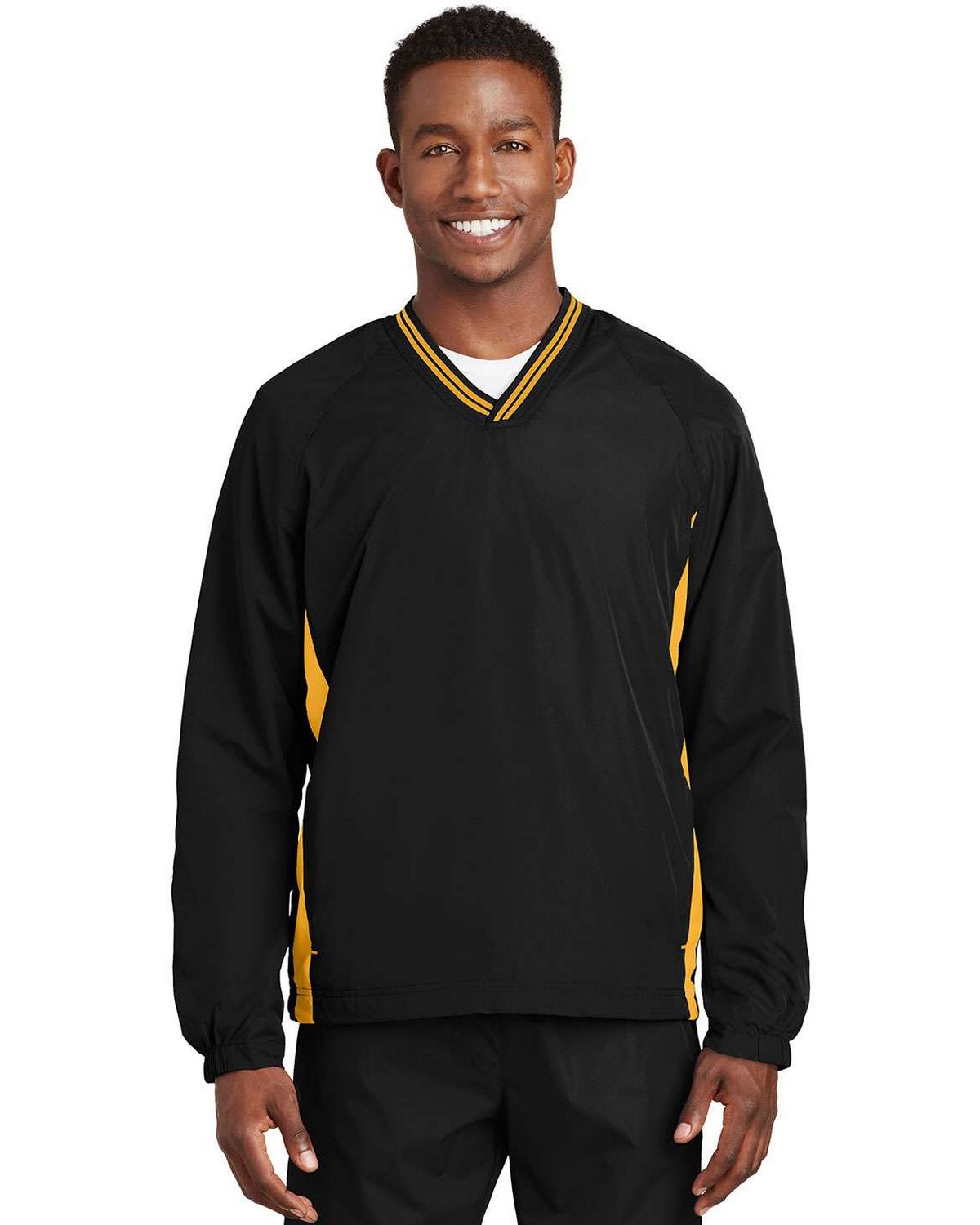 Sport-Tek JST62 Men's Tipped V-Neck Raglan Wind Shirt