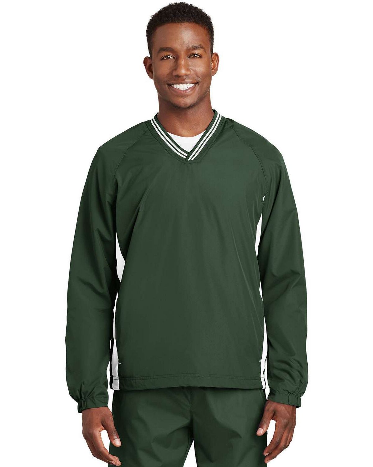Sport-Tek JST62 Men's Tipped V-Neck Raglan Wind Shirt