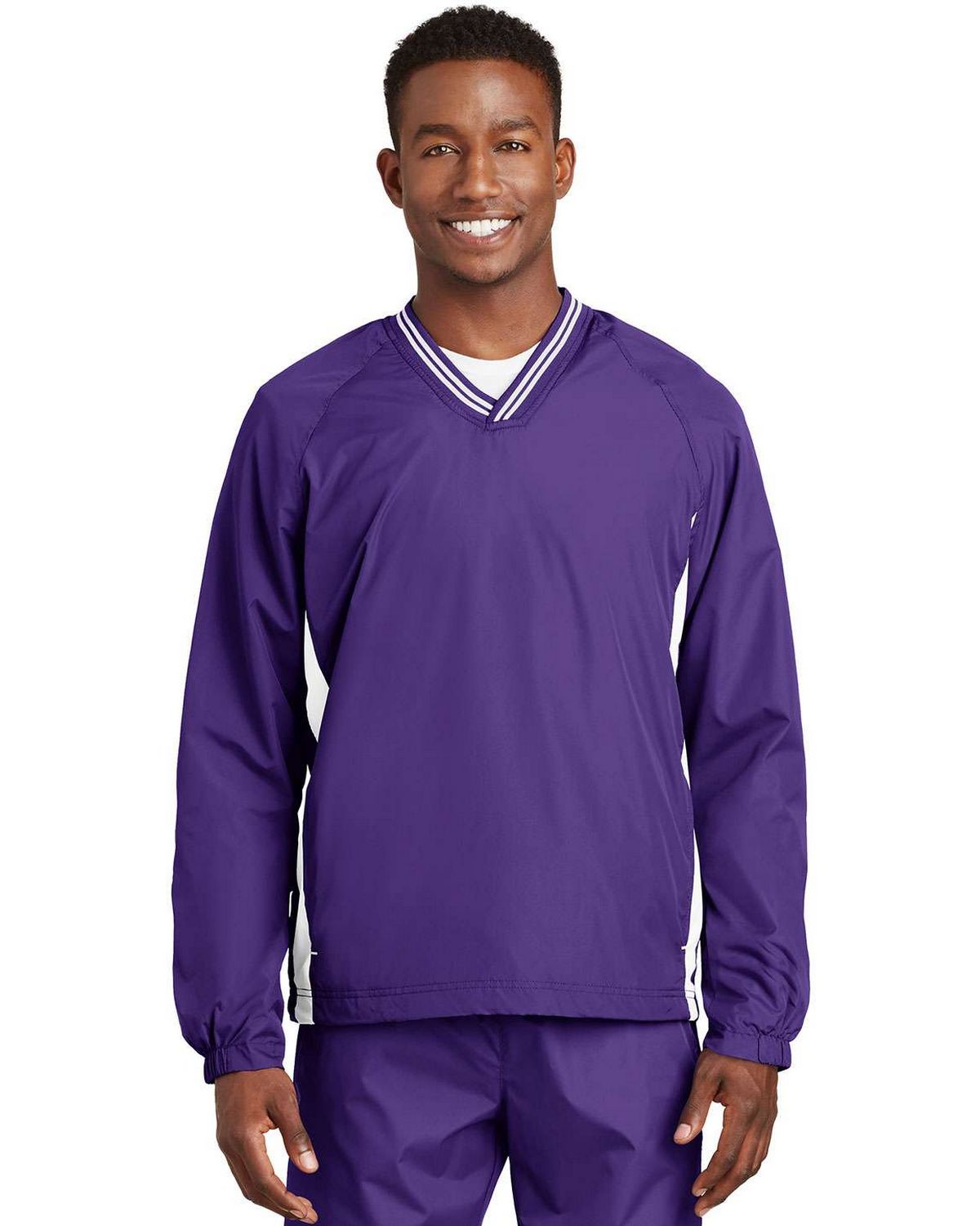 Sport-Tek JST62 Men's Tipped V-Neck Raglan Wind Shirt
