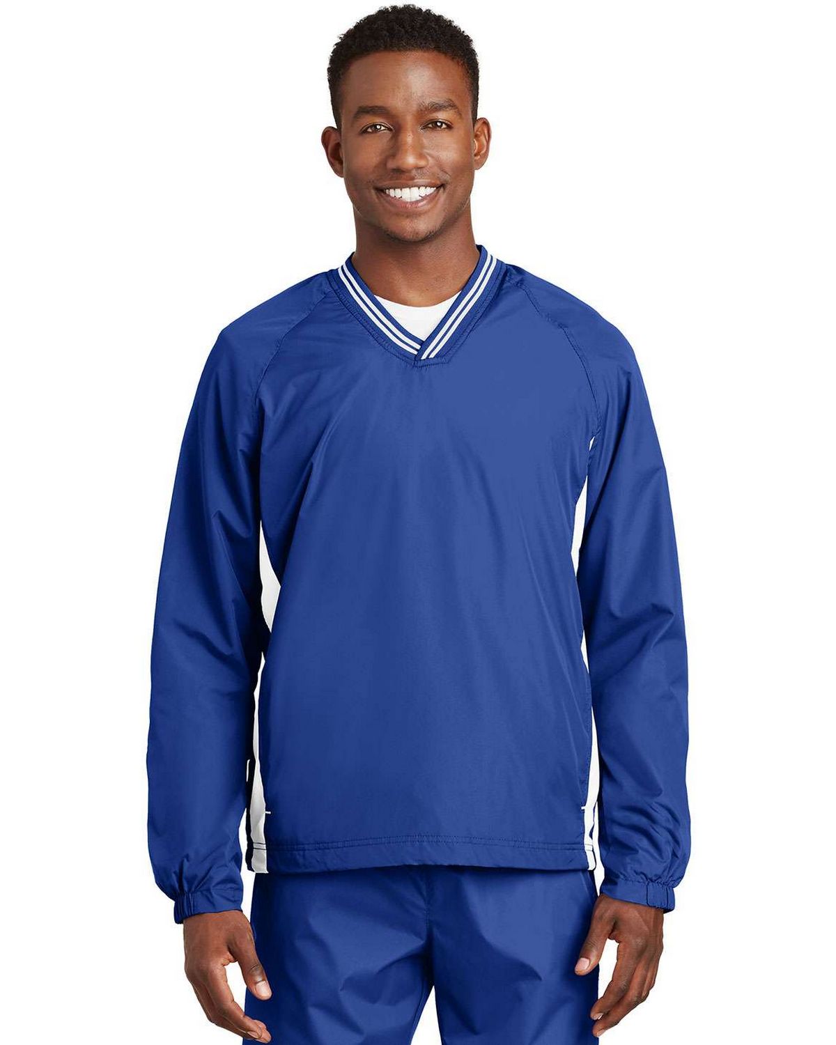 Sport-Tek JST62 Men's Tipped V-Neck Raglan Wind Shirt