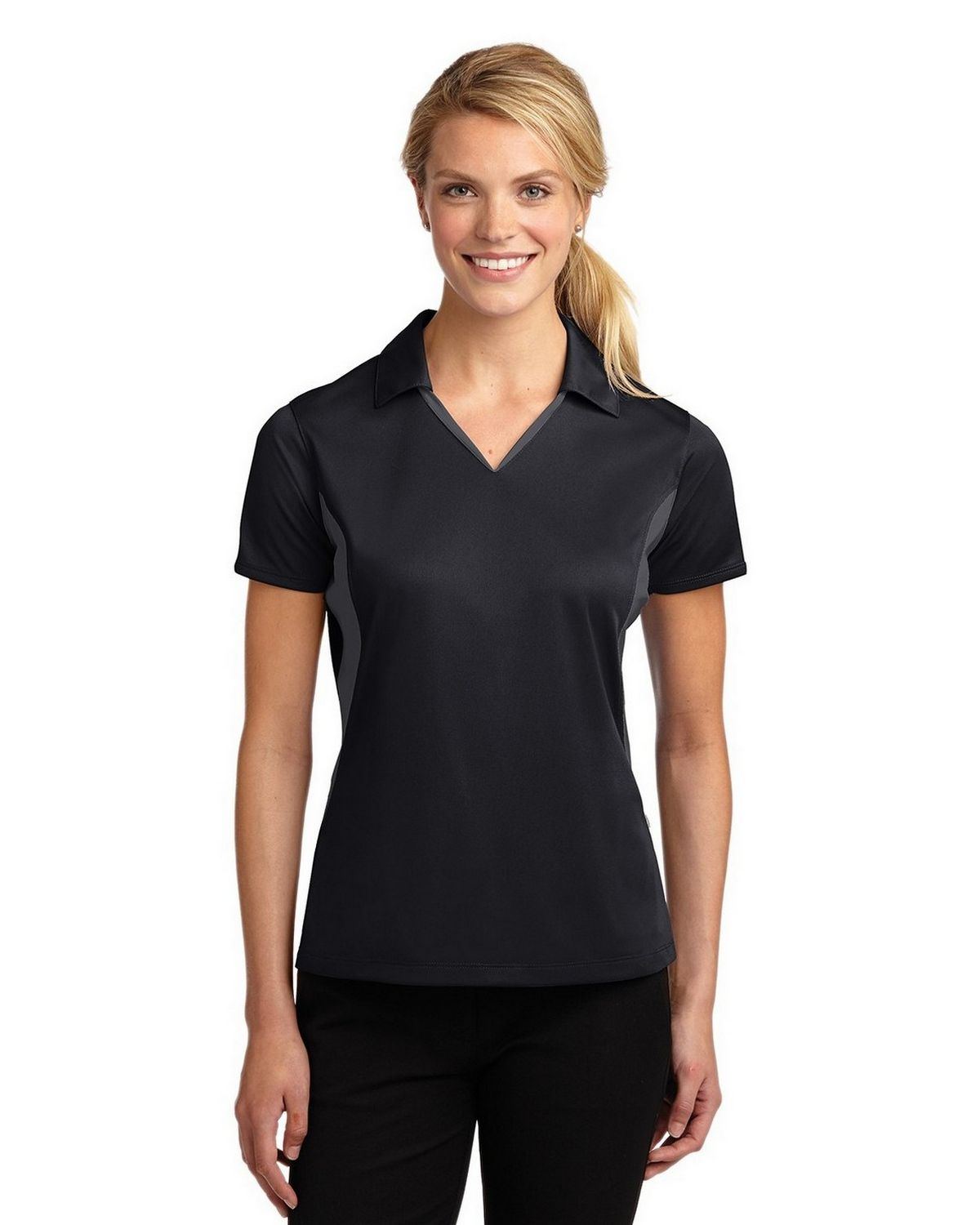YK*☻ Sport-Tek LST655 Women's Side Blocked Micropique Sport-Wick Polo