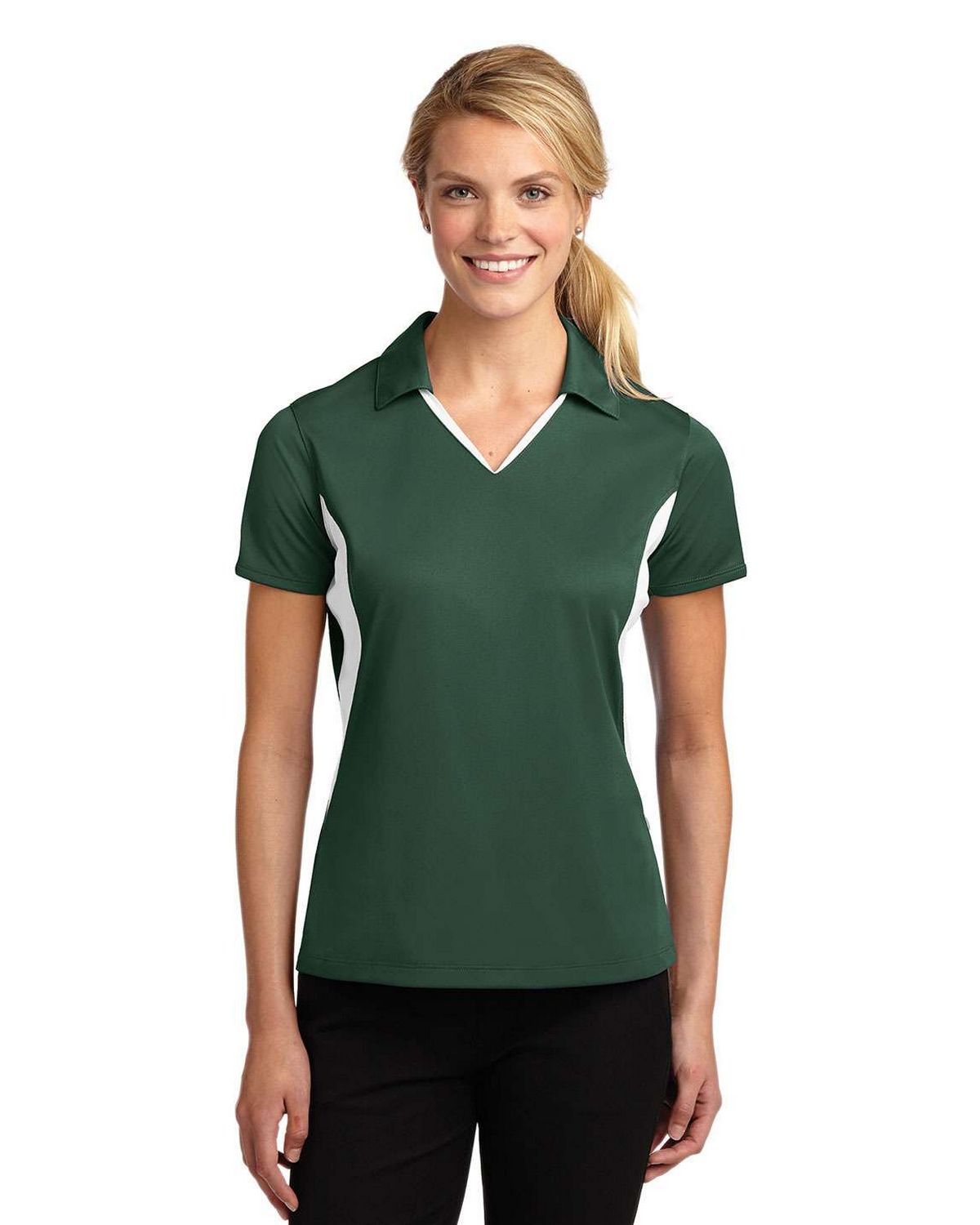 YK*☻ Sport-Tek LST655 Women's Side Blocked Micropique Sport-Wick Polo