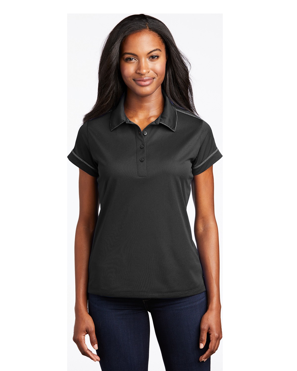 Sport-Tek LST659 Women's Contrast Stitch Micropique Sport-Wick Polo