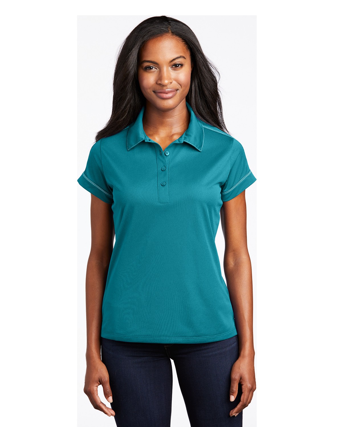 Sport-Tek LST659 Women's Contrast Stitch Micropique Sport-Wick Polo