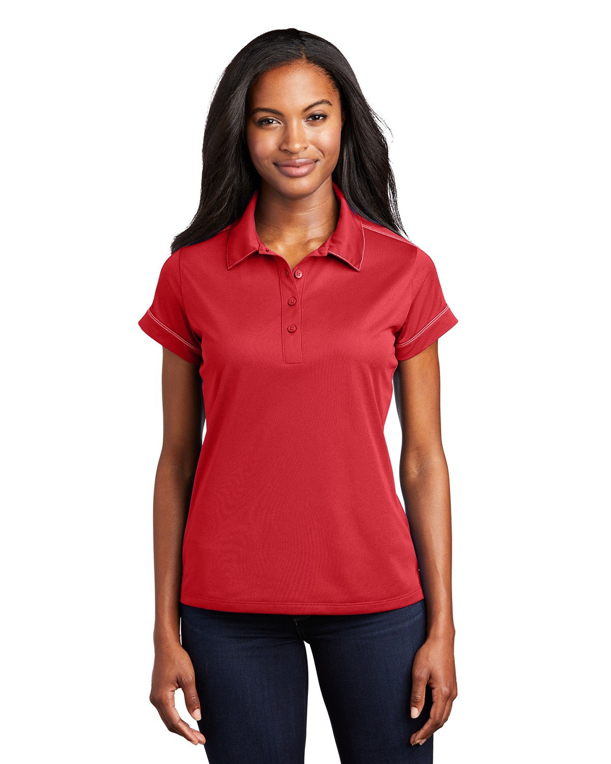 Sport-Tek LST659 Women's Contrast Stitch Micropique Sport-Wick Polo