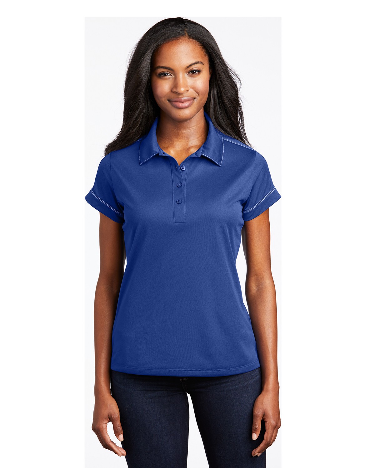 Sport-Tek LST659 Women's Contrast Stitch Micropique Sport-Wick Polo