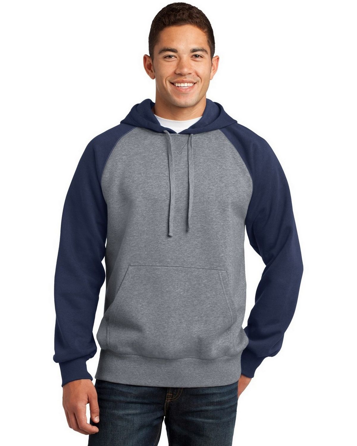 Sport-Tek ST267 Men's Raglan Colorblock Pullover Hooded Sweatshirt
