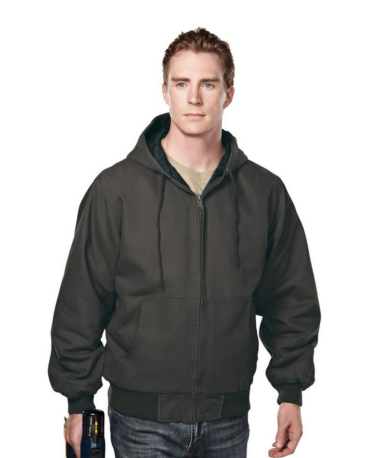 Tri-Mountain 4680 Men's Enzyme Wash Cotton Canvas Hooded Work Jacket