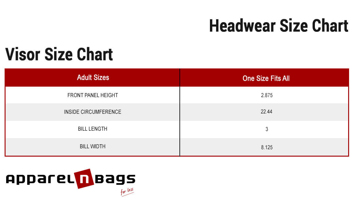 Visors Size Chart