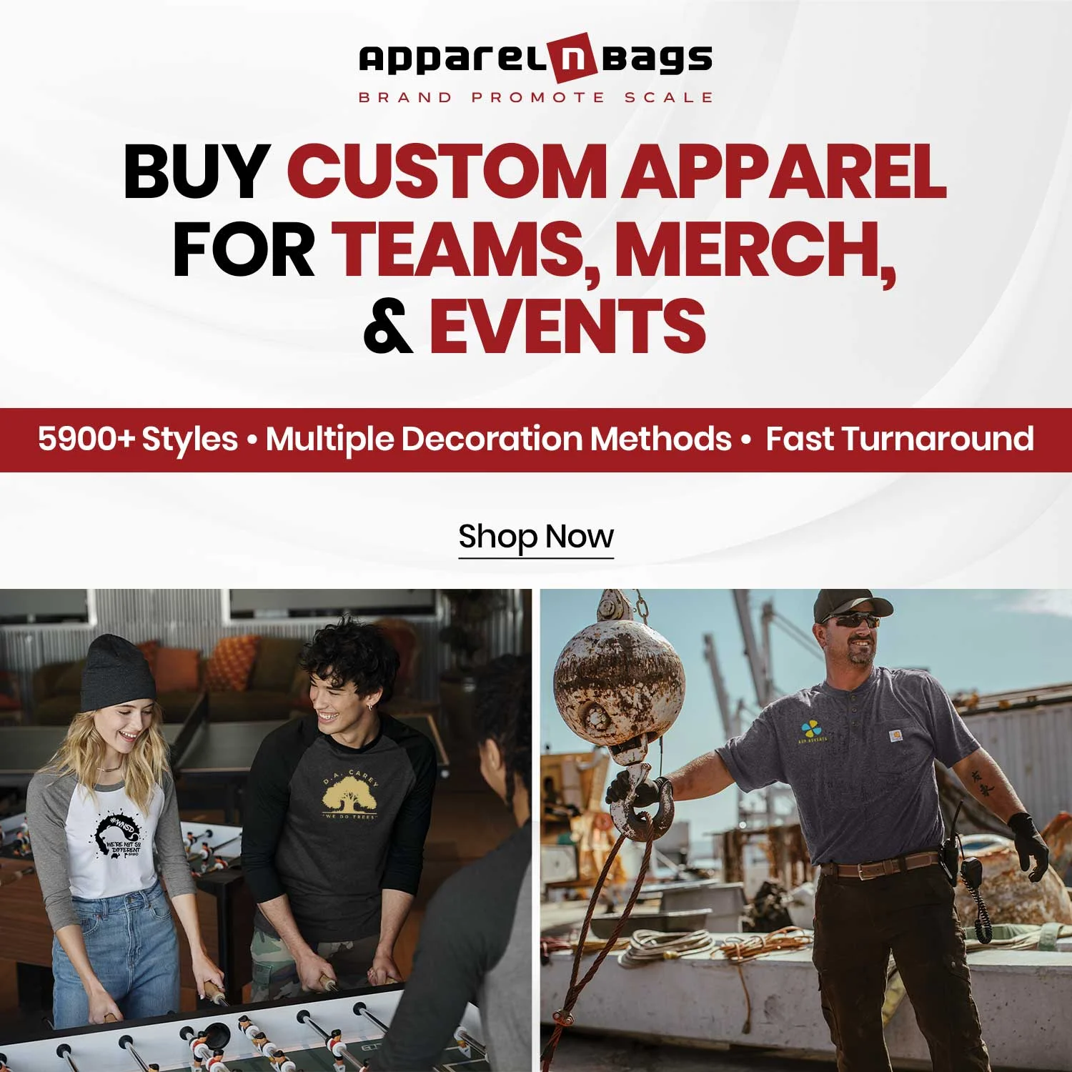 Buy Custom Apparel for Teams, Merch, & Events