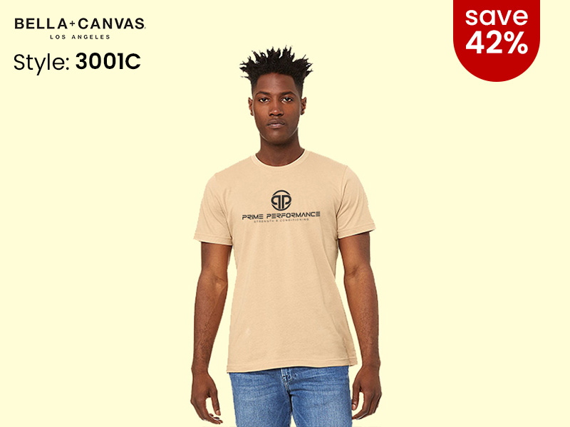 Bella Canvas 3001C sand dune colored t-shirt