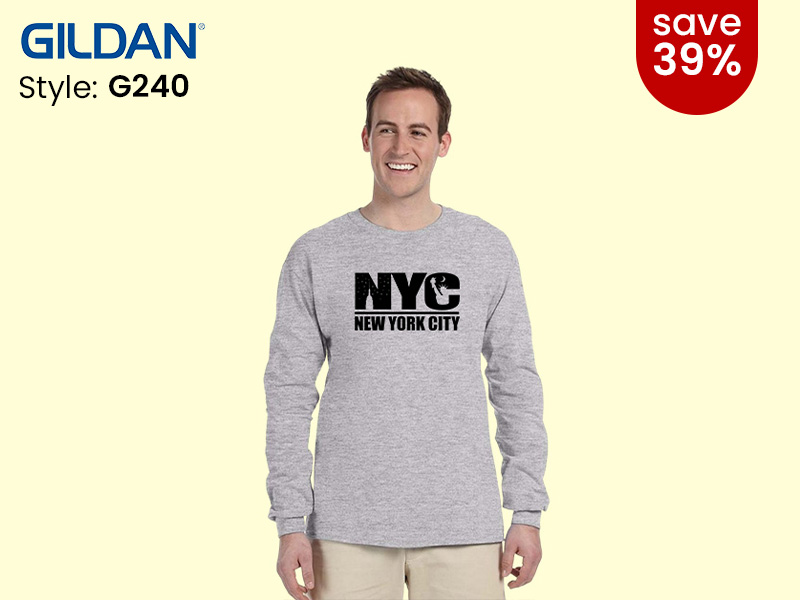Gildan Grey G240 long-sleeve t-shirt