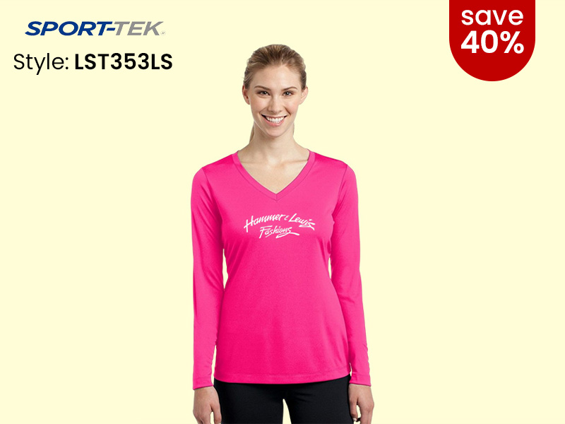 Sport-Tek LST353LS tee in Pink