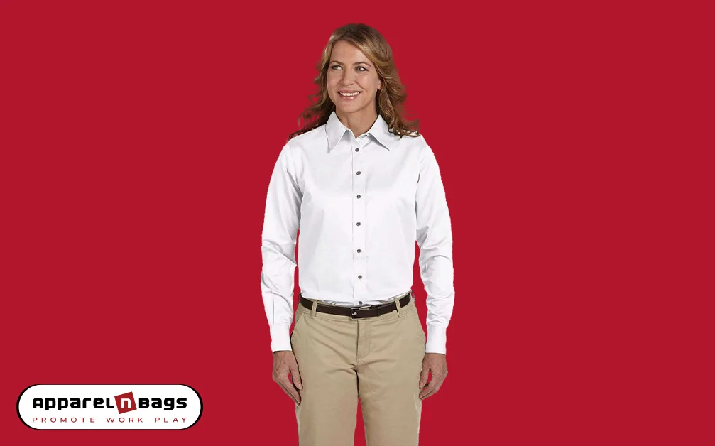 Harriton M500W Women's Twill Shirt with Stain Release