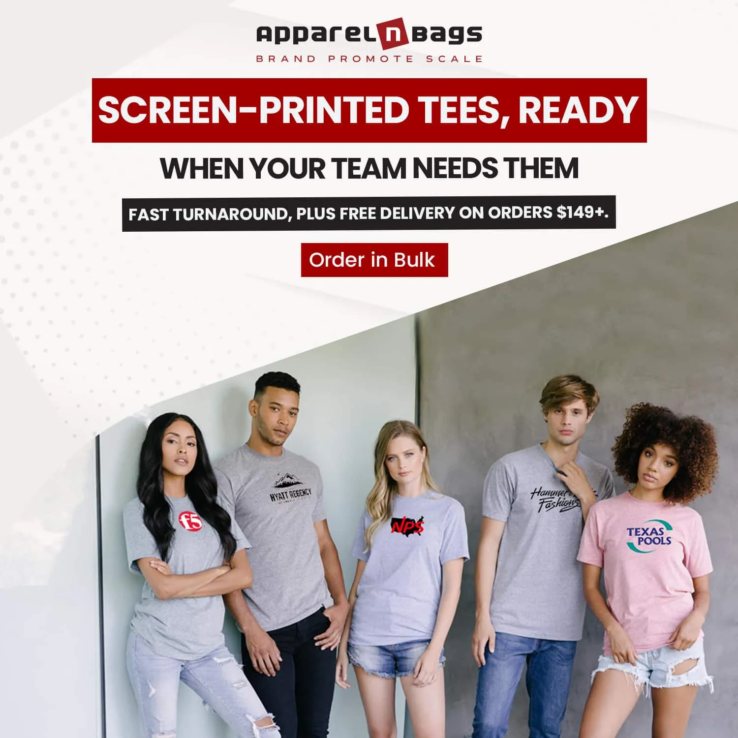 Screen-printed tees, ready when your team needs them