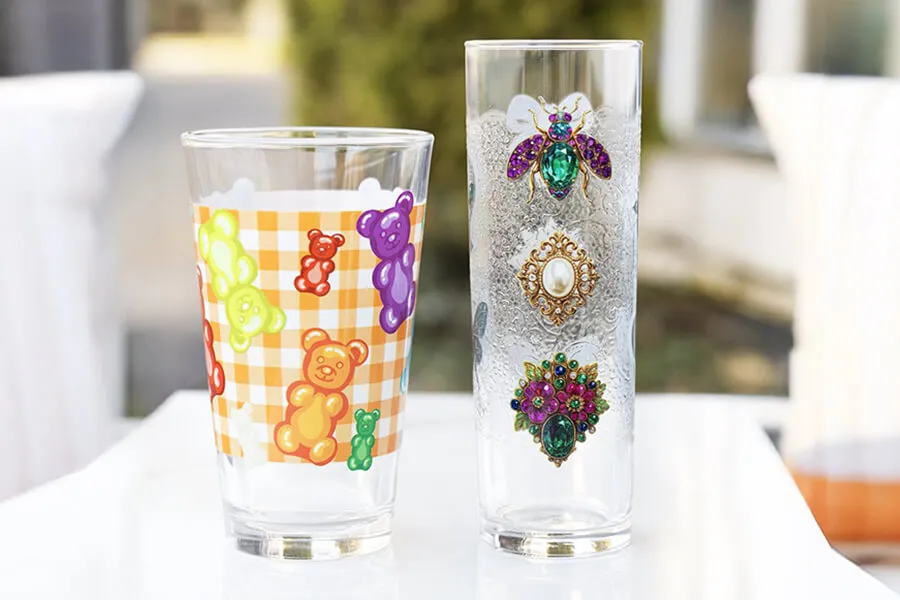 juice and water glasses